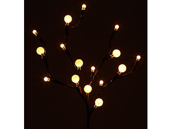 Lunartec LED Zweig: LED-Lichterzweig mit 16 leuchtenden Kugeln, 44 cm,  batteriebetrieben (Lichterzweige mit Batterie)