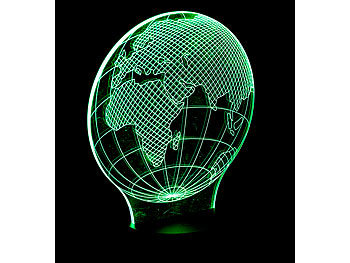 Lunartec 3D-Hologramm-Lampe mit Leuchtmotiv "Planet Erde", 7-farbig