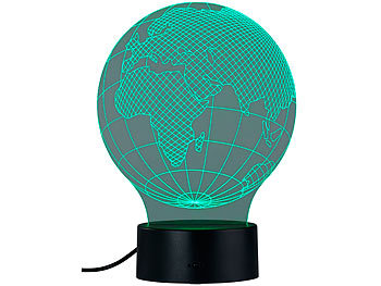 Lunartec 3D-Hologramm-Lampe mit Leuchtmotiv "Planet Erde", 7-farbig
