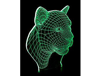 Lunartec 3D-Hologramm-Lampe mit Leuchtmotiv "Leopard", 7-farbig