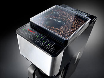 Rosenstein & Söhne Vollautomatische Filter-Kaffeemaschine, Kegelmahlwerk, Touch-Bedienung