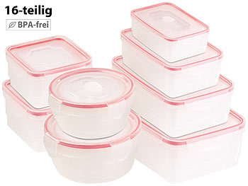 Vorratsdosen BPA frei: Rosenstein & Söhne 8 Frischhaltedosen-Set mit Clip-Deckel, BPA-frei