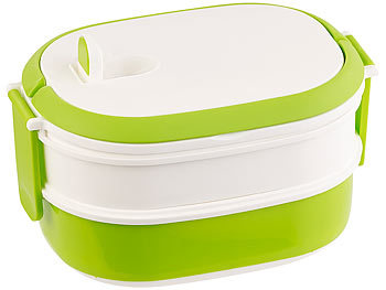 Rosenstein & Söhne 2er-Set Lunchbox, 2 Etagen, Tragegriff, Clip-Deckel, BPA-frei, 700 ml