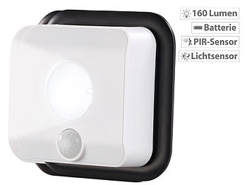 PEARL 2er-Set Batterie-LED-Wandleuchten, Licht- & Bewegungsmelder, 110 lm