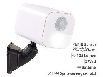Lampen Dämmerungssensor: Luminea LED-Wandspot für innen & außen, Bewegungssensor, 7 Monate Laufzeit