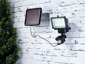 Luminea Solar-LED-Wand-Fluter für außen, mit Bewegungssensor, 600 Lumen, IP44