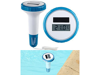 Wasserthermometer: infactory Digitales Solar-Teich-& Poolthermometer, LCD-Anzeige, wasserdicht IPX7
