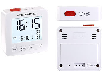 PEARL Digitaler Reise-Funk-Wecker mit Thermometer und beleuchtetem Display