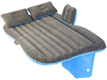 Luftmatratze Auto Schlafen: Lescars Aufblasbares Bett für den Auto-Rücksitz, mit Kissen und Fußraum-Stütze