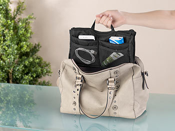 Xcase Taschenorganizer: Handtaschen-Organizer m. 13 Fächern, 29 x 17 x 8  cm, waschbar, schwarz (Organizer Tasche Damen)