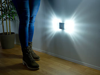 Luminea Design-LED-Wandlicht, Bewegungs-/Dämmerungssensor,40 lm, IP44, 3er-Set