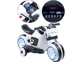 Playtastic Futuristisches Elektro-Kindermotorrad mit LED-Licht und MP3-Player