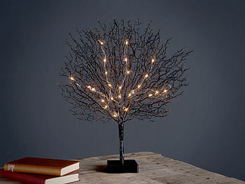 Lunartec Moderner Lichterbaum mit 25 warmweißen LEDs, 50 cm, schwarz