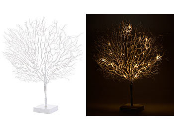 Lichterbaum Deko: Lunartec Moderner Lichterbaum mit 25 warmweißen LEDs, 50 cm, weiß