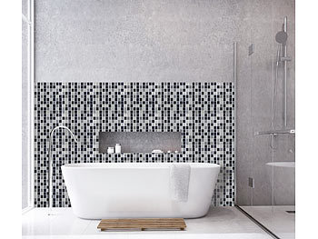 infactory Selbstklebende 3D-Mosaik-Fliesenaufkleber, 25,5x 25,5 cm, 10er-Set