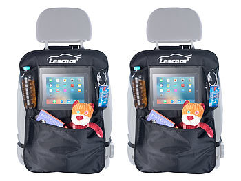 Autorücksitztasche: Lescars 2er-Set Kfz-Rückenlehnen-Organizer mit extragroßem Tablet-PC-Fach