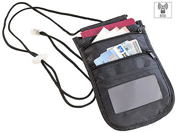 Brusttasche: Xcase Unisex-Brustbeutel mit RFID-Schutz, Reise-Organizer, 4 Fächer, schwarz