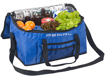 leichte Kühltasche mit großem Hauptfach: PEARL Faltbare Kühltasche mit Schultergurt & Tragegriffen, 24 Liter, blau