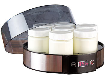 Joghurtzubereiter: Rosenstein & Söhne Joghurt-Maker mit Zeitschaltuhr, 7 Portionsgläser je 190 ml, 20 Watt