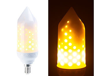 Luminea 3er-Set LED-Flammen-Lampen, realistisches Flackern, E14, 5W, 304lm, A+