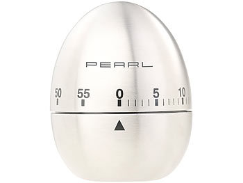 PEARL Kurzzeitmesser, Eieruhr aus Edelstahl, 60-Minuten-Timer und Signalton