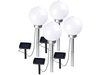 Lunartec 4er-Set Solar-LED-Leuchtkugeln, rotierender Effekt, Erdspieß, Ø 20 cm