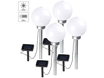 Solar-LED-Kugelleuchte: Lunartec 4er-Set Solar-LED-Leuchtkugeln, rotierender Effekt, Erdspieß, Ø 20 cm