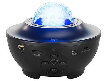 Lunartec Laser-Sternenlicht-Projektor mit Lautsprecher, Bluetooth, WLAN & App