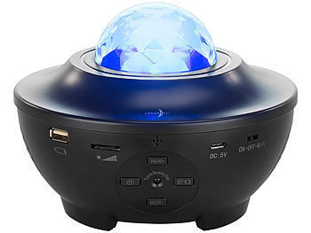 Lunartec Laser-Sternenlicht-Projektor mit Lautsprecher, Bluetooth, WLAN & App