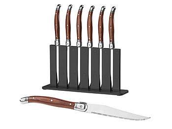 6er-Set Laguiole-Steakmesser mit Pakkaholz-Griff und MesserstÃ¤nder / Steakmesser
