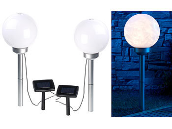 Lunartec 2er-Set Solar-LED-Leuchtkugeln, rotierender Effekt, Erdspieß, Ø 20 cm