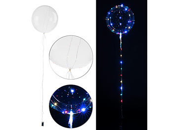 Luftballon mit Lichterkette, 40 Farb-LEDs, Ã 30 cm, transparent / Lichterkette