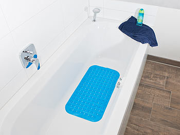 BadeStern Rutschfeste Badewannen-Matte mit Abflusslöchern, 72 x 38 cm, blau