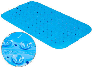 Rutschfeste Badewannen-Matte mit AbflusslÃ¶chern, 72 x 38 cm, blau / Badewannenmatte
