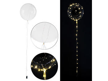Luftballon mit Lichterkette, 40 warmweisse LEDs, Ã 30 cm, transparent / Led Ballon
