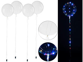 4er-Set Luftballons, Lichterkette, 40 Farb-LEDs, Ã 30 cm, transparent / Lichterkette