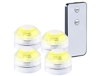 Lunartec 8er-Set Mini-LED-Unterwasser-Dekolichter, warmweiß, mit Fernbedienung