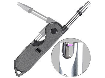 Lichtbogen Feuerzeug: PEARL Elektronisches Lichtbogen-Klappfeuerzeug, USB-Anschluss, 80 Zündungen
