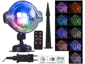 Projektionslampe: Lunartec LED-Kugellampe mit Schneefall-Effekt und Timer, weiß + RGB, IP44