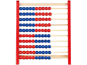 blau & rot 2 Farben Playtastic Holz-Rechenschieber mit 100 Holzperlen 