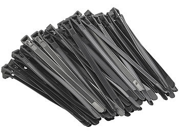 AGT 100er-Set wiederverschließbare Kabelbinder, schwarz, 150 x 7,6 mm