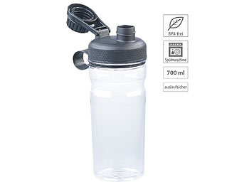 Getränkeflasche: Speeron BPA-freie Sport-Trinkflasche, 700 ml, auslaufsicher, transparent