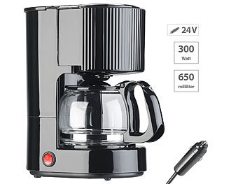 24V Kaffeemaschine: Rosenstein & Söhne Lkw-Filterkaffee-Maschine, bis zu 3 Tassen, 650 ml, 24 Volt, 300 Watt