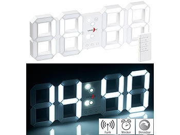 Jumbo LED Uhr: Lunartec Funk-LED-Tisch- & Wanduhr, großen Ziffern, Wecker, dimmbar, 45 cm