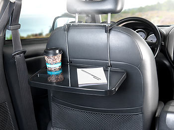 Lescars Auto Tisch: Kfz-Universal-Klapptisch mit Getränkehalter, für  Lenkrad & Kopfstütze (Lenkrad Tisch)