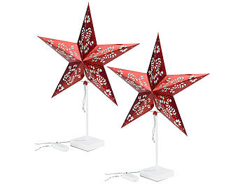 Deko-Tischleuchte in Sternform, rot, 2er-Set / Weihnachtsbeleuchtung
