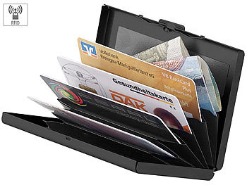Xcase 2er Pack Flaches RFID-Kartenetui aus Edelstahl für 6 Chipkarten,