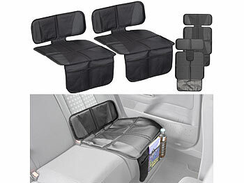 Sitzschoner: Lescars 2er-Set Kindersitz-Unterlage "Basic", 3 Netztaschen, Isofix-geeignet