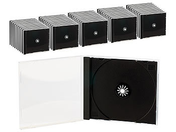 CD Hüllen für 2 CDs: PEARL Doppel CD Jewel Boxen im 50er-Set, schwarzes Tray