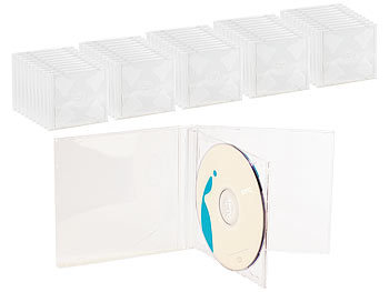 CD-Slim-Boxen: PEARL Doppel CD Jewel Boxen im 50er-Set, klares Tray